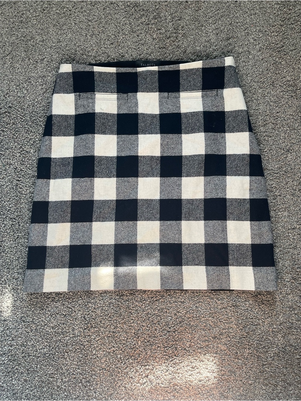 Talbots Black and White Buffalo Check Mini Skirt